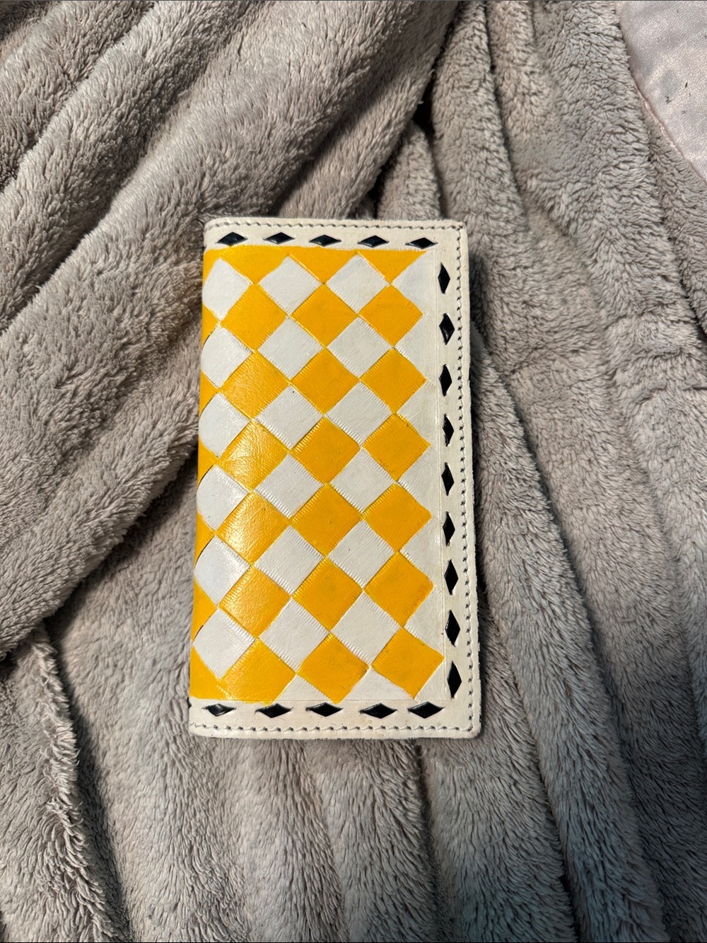 Yellow and White tooled Leather Wallet NWOT